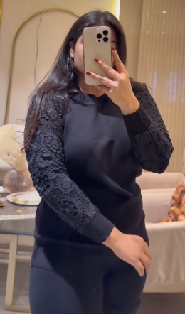 Saira 2 Piece Outfits  Knit Pullover and Wide Leg Lace Pants Lounge Matching Set